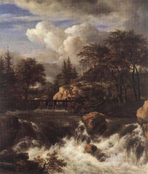 岩だらけの風景の中の滝 ジェイコブ・アイサクゾーン・ファン・ロイスダール Oil Paintings